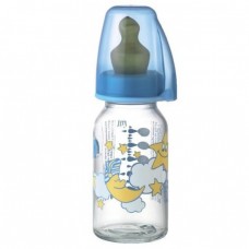 Пляшка скляна 125мл. антіколікова з латексною соскою розмір S 35010, NIP