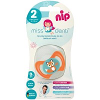 Пустышка силиконовая Miss Dent №2 оранжевая 5-13мес. 31801, NIP