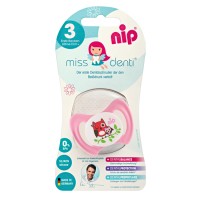 Пустышка силиконовая Miss Dent №3 розовая 13-32мес. 31802, NIP