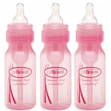 Пляшечка стандартна Dr.Brown's Natural Flow 120 мл, 3 шт. в комплекті рожева