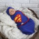 Пеленка кокон на липучках+шапочка Супермен 0-3 мес