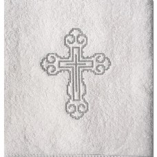 Крыжма-полотенце махровая с крестиками Модель-3 серебро, Украина