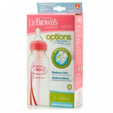 Бутылочка для кормления со стандартным горлышком 250 мл 2шт. Natural Flow® розовые, Dr. Brown's