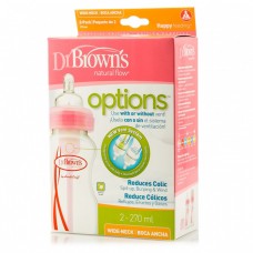 Бутылочка для кормления с широким горлышком 270 мл 2шт. Natural Flow® розовые, Dr. Brown's