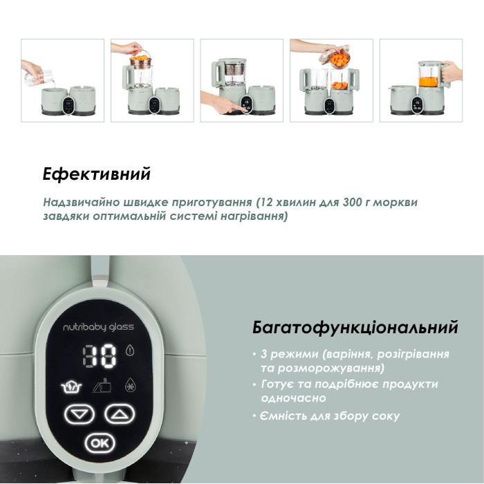 Babymoov Nutribaby Glass 2.0 — інноваційний скляний комбайн для здорового дитячого харчування