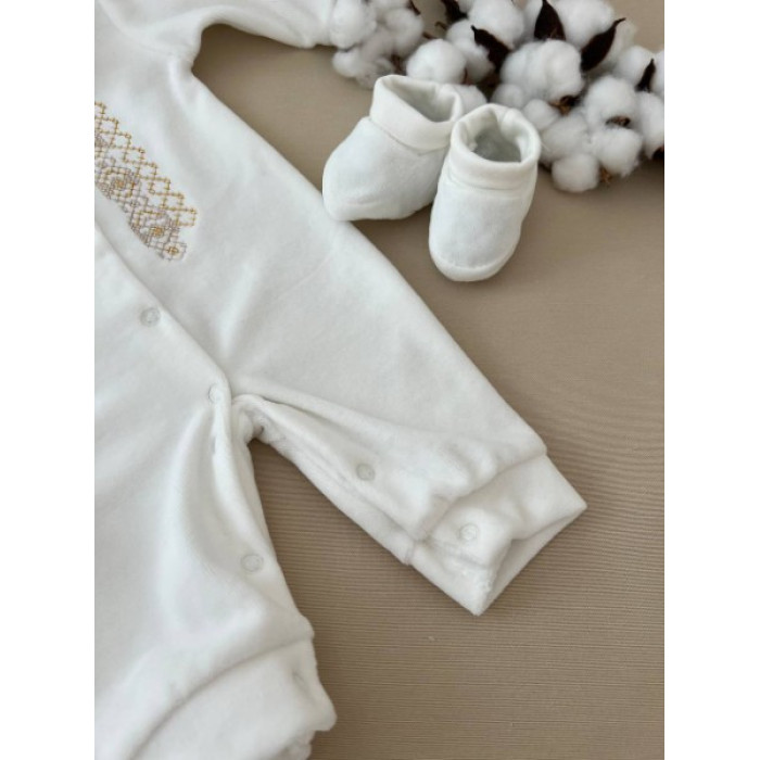 Крестильный комплект для мальчика Ярема велюр золото