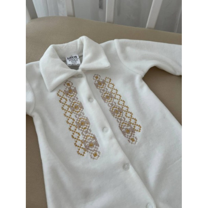 Крестильный комплект для мальчика Ярема велюр золото