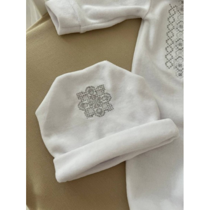 Крестильный комплект для мальчика Ярема велюр серебро