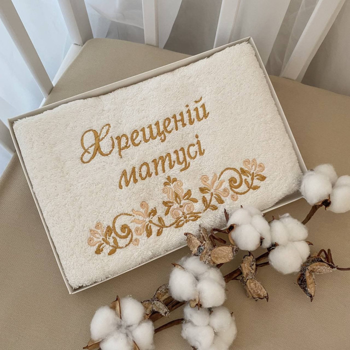 Полотенце Хрещеній матусі 40х75 молочный