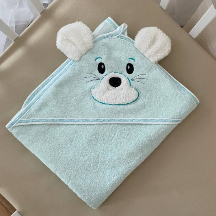Детское полотенце-уголок махровое Лапуся мята, 90х110
