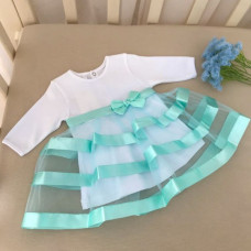 Платье Леди белое с зеленым, Бетис