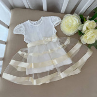 Платье Маленькая Леди молочное короткий рукав, Бетис