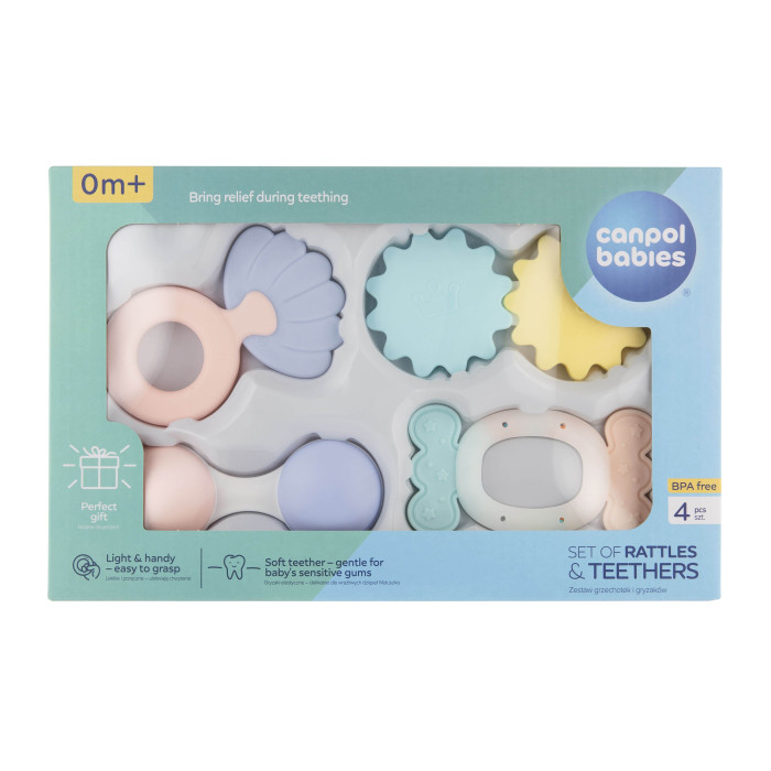 Набор первых погремушек Canpol babies Pastel, 4 шт — подарок для новорожденного