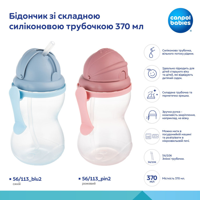 Спортивний поїльник з трубочкою 56/113, Canpol Babies
