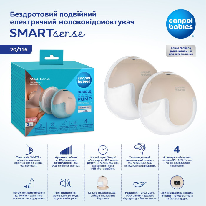 Молоковідсмоктувач подвійний Canpol babies SmartSense