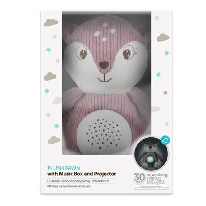 Мягкая музыкальная игрушка с проектором Canpol Babies «Оленёнок» коричневая