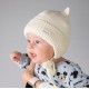 Дитяча зимова шапочка з вушками молочна DoRechi