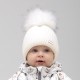Дитяча зимова шапочка з помпоном молочна DoRechi