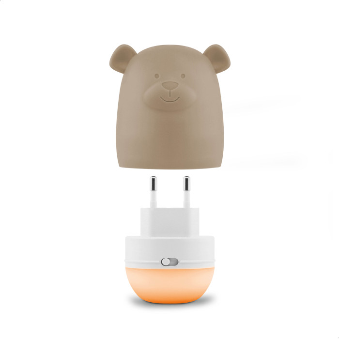 Детский ночник ZAZU BENNY «Мишка» с датчиком сумерек, темносерый