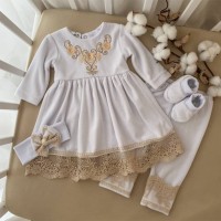 Костюм Світлинка велюр білий з кавовим, Бетіс