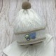 Зимний набор Машинка шапочка с шарфом молочный