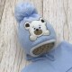 Зимовий набір Ведмедик шапочка з шарфом блакитні