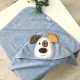 Детское полотенце с уголком Собачка голубое