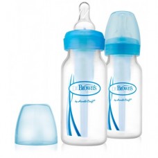 Бутылочка для кормления со стандартным горлышком 120 мл 2шт. Natural Flow® голубая, Dr. Brown's