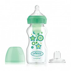 Пляшка-поїльник для годування Option+ Зелені зірки 270 мл Dr. Brown's