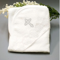 Махровая крыжма с капюшоном Крестик Розали (5977)