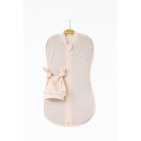 Євро пелюшка кокон на блискавці + шапочка Honey, вершкова, 3-6 міс