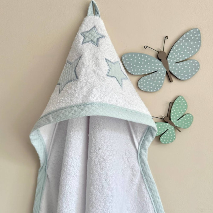 Детское полотенце-уголок махровое Звездочка мята, 80х100