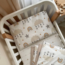 Комплект постільної білизни Хмаринки із зірочками бежеві
