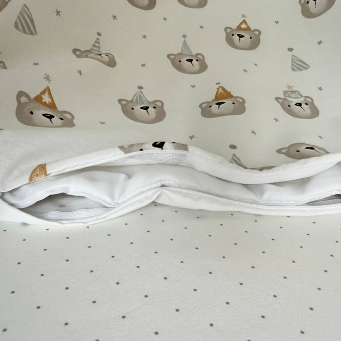 Змінний комплект постільної білизни Ведмедики в ковпачках сірі