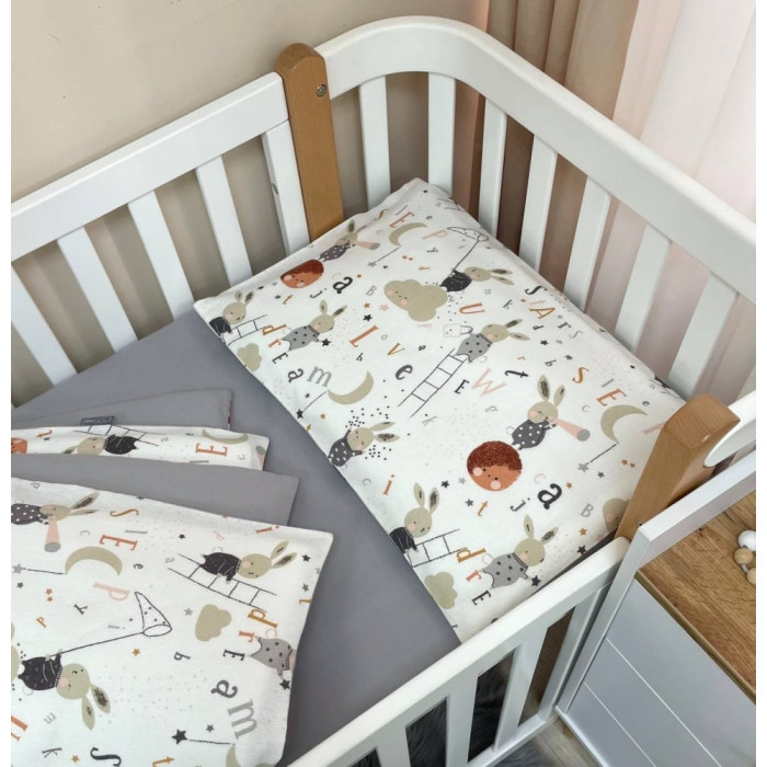 Дитяча постільна білизна для немовлят Зайці на драбинці Маленька Соня фланель