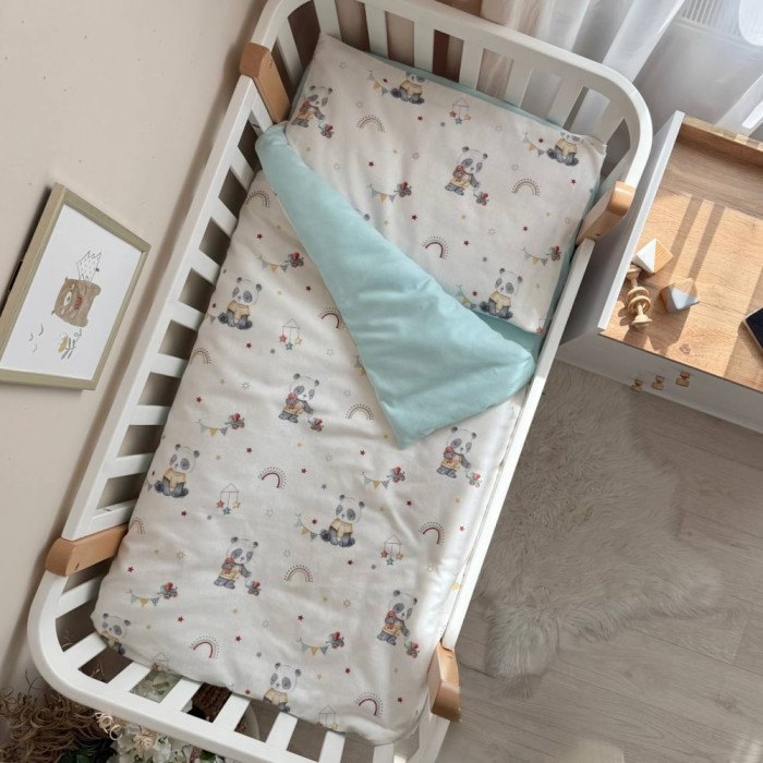 Дитяча постільна білизна для немовлят Панди з іграшками Маленька Соня фланель