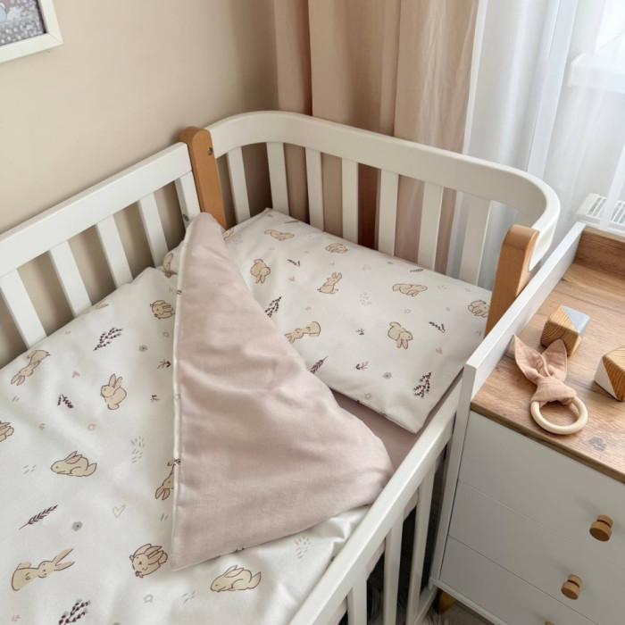 Дитяча постільна білизна для немовлят Зайчики з сердечками Маленька Соня фланель