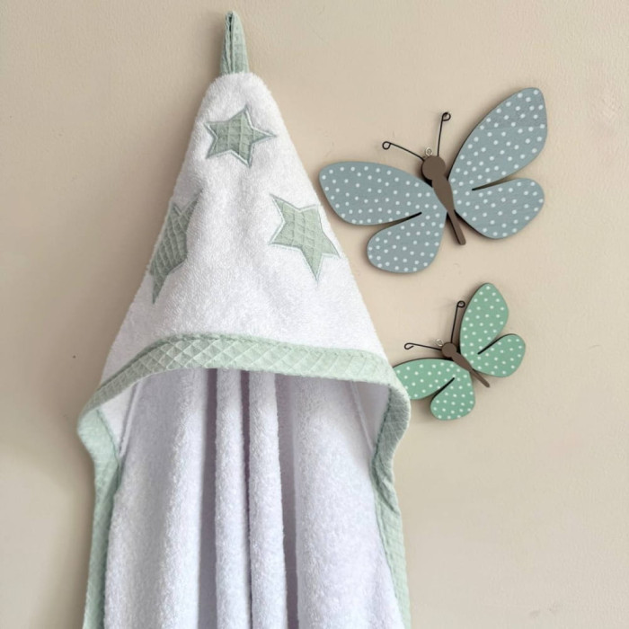 Детское полотенце-уголок махровое Звездочка светла мята, 80х100