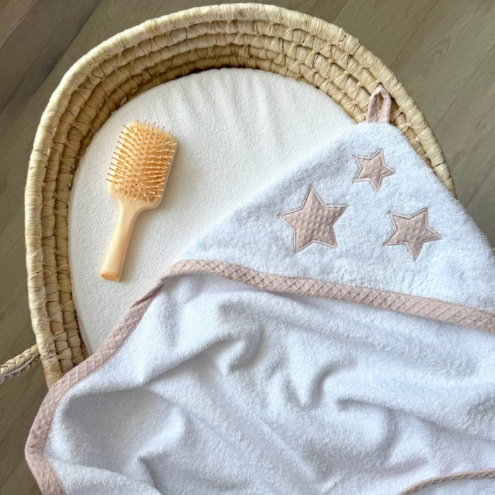 Детское полотенце-уголок махровое Звездочка пудра, 80х100