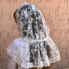 Церковный платок-палантин Ажур молочный для детей, Бетис