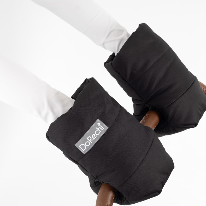 Практичная муфта-рукавички флис черная 1818F