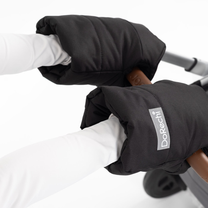 Практичная муфта-рукавички флис черная 1818F