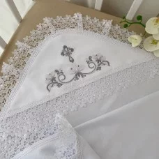 Крыжма двойная Ажурные цветы белая, Бетис